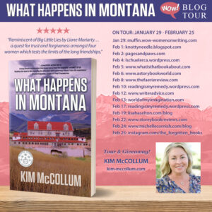 book tour banner for what happens in montana