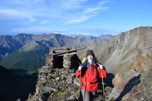 picture of sharon krasny at the summit of Otzi's mountain in 2023